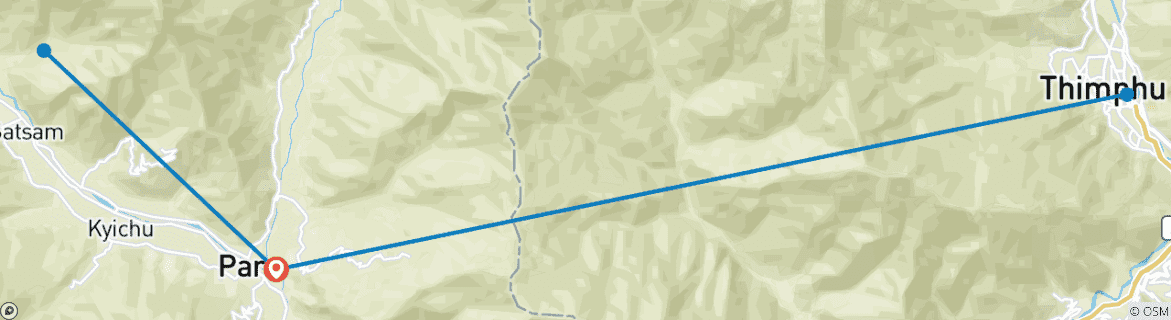 Foto van een kaart met de route van de rondreis