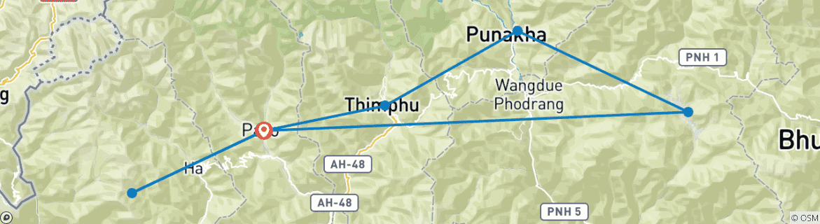 Karte mit der Reiseroute