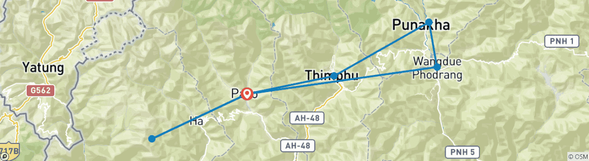 Karte mit der Reiseroute