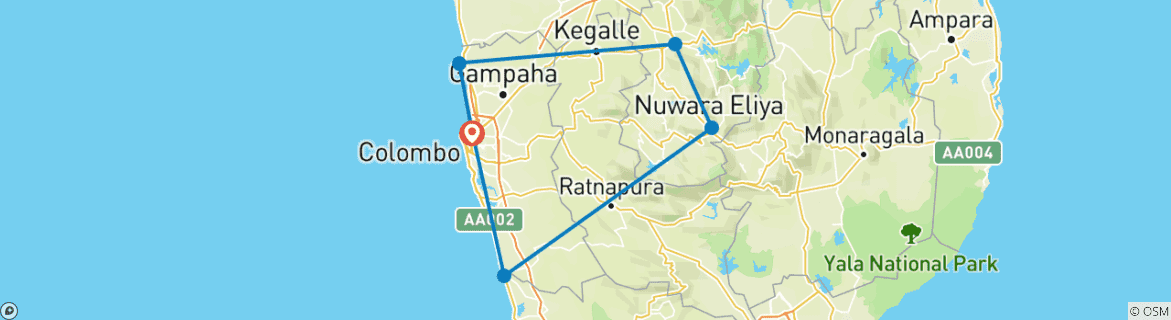 Karte mit der Reiseroute