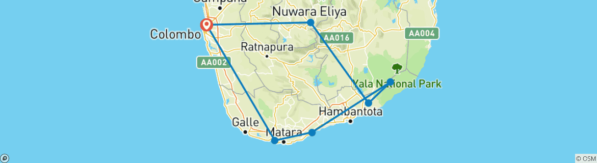 Karte mit der Reiseroute