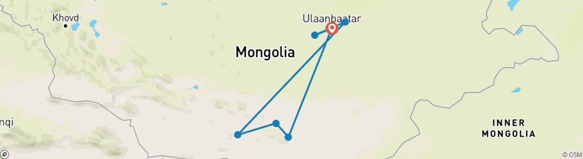 Image d'une carte montrant l'itinéraire du circuit