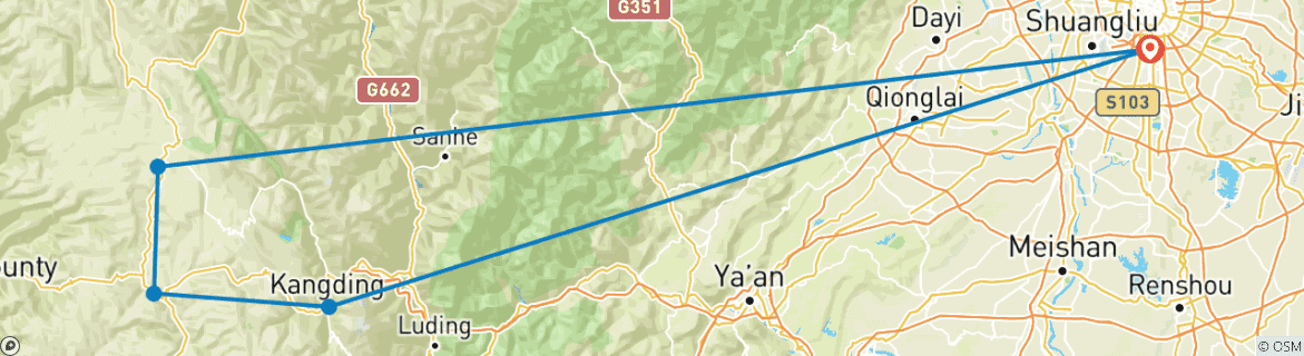 Image d'une carte montrant l'itinéraire du circuit