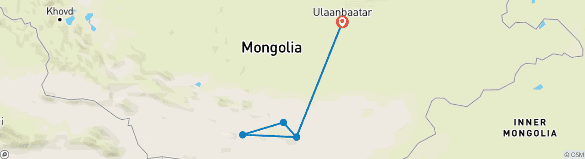 Image d'une carte montrant l'itinéraire du circuit