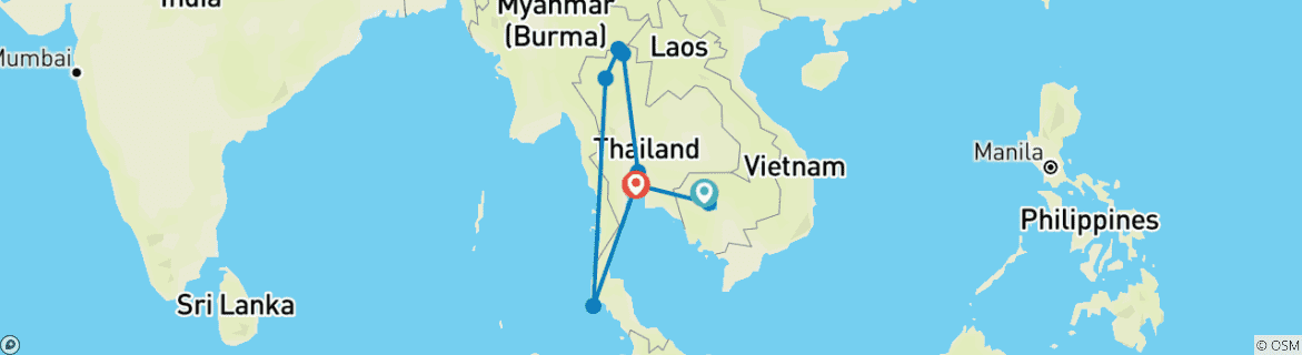Image d'une carte montrant l'itinéraire du circuit