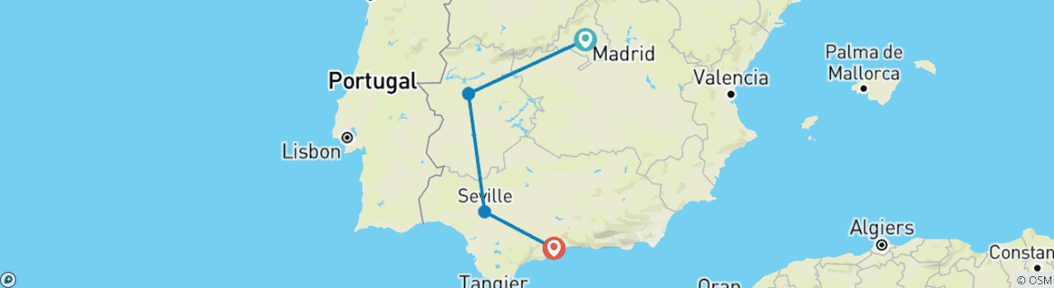 Image d'une carte montrant l'itinéraire du circuit