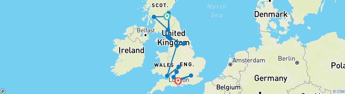 Image d'une carte montrant l'itinéraire du circuit