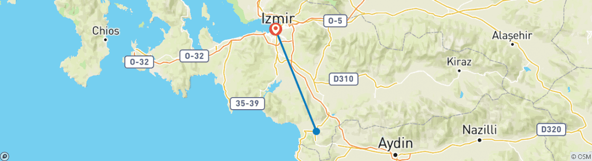 Karte mit der Reiseroute
