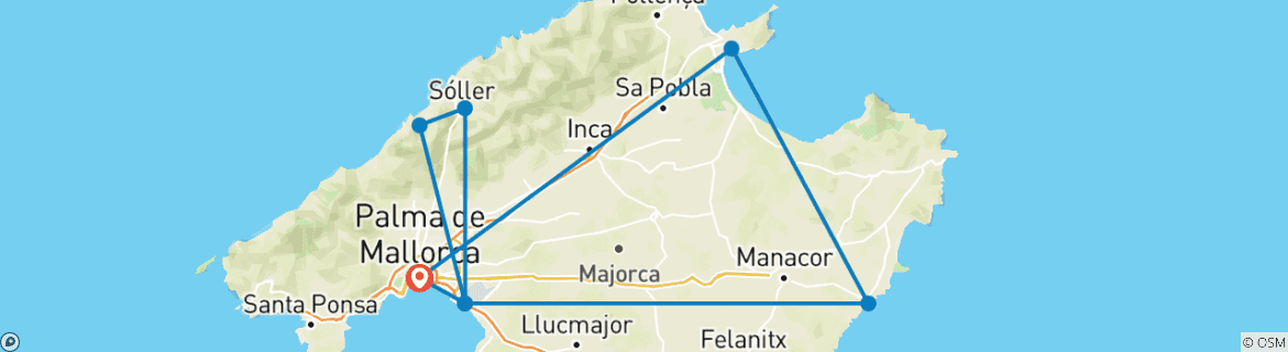 Image d'une carte montrant l'itinéraire du circuit
