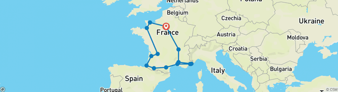 Karte mit der Reiseroute