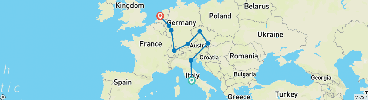 Karte mit der Reiseroute