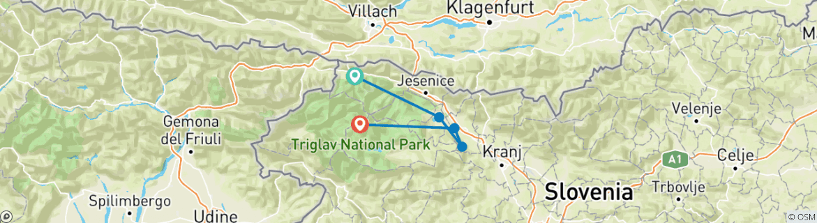 Karte mit der Reiseroute