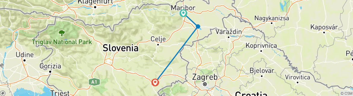 Karte mit der Reiseroute