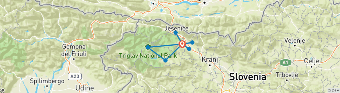 Karte mit der Reiseroute