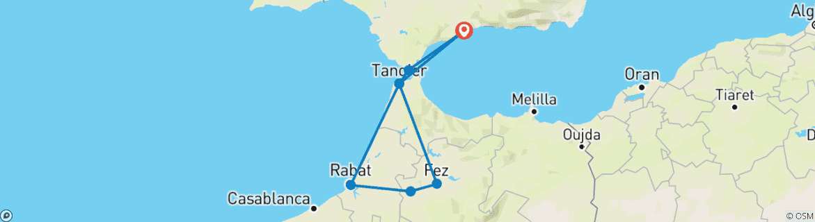 Image d'une carte montrant l'itinéraire du circuit