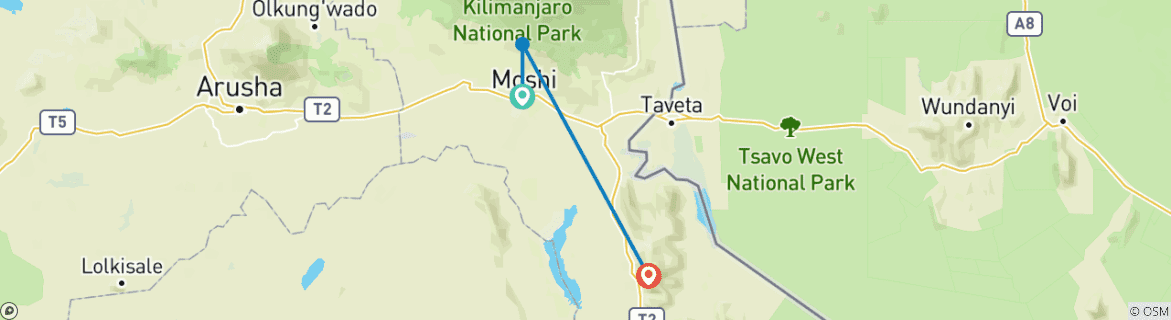 Karte mit der Reiseroute