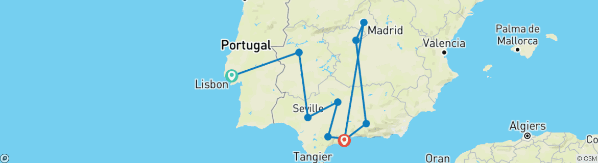 Image d'une carte montrant l'itinéraire du circuit