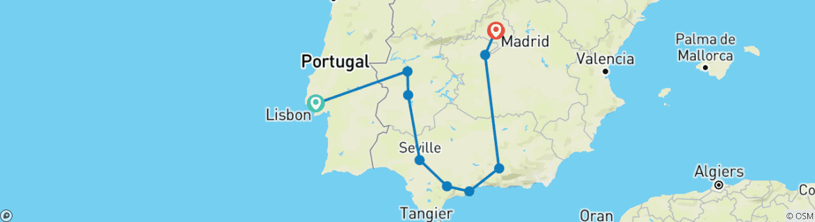 Image d'une carte montrant l'itinéraire du circuit