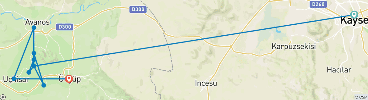 Foto van een kaart met de route van de rondreis