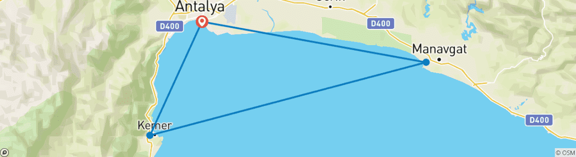 Karte mit der Reiseroute