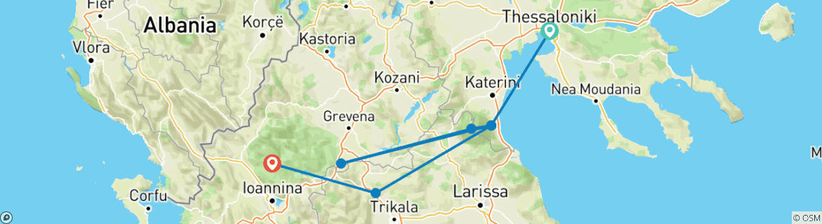 Mapa de Senderismo norte de Grecia