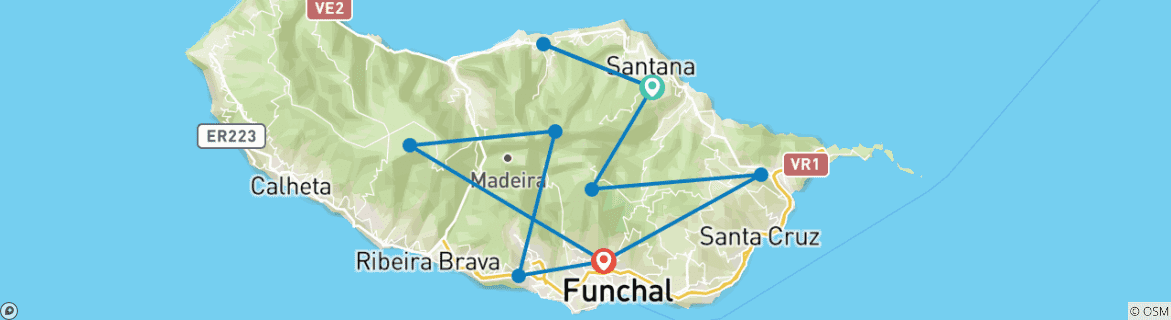 Image d'une carte montrant l'itinéraire du circuit