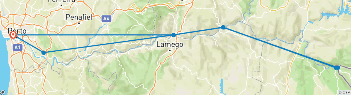 Image d'une carte montrant l'itinéraire du circuit