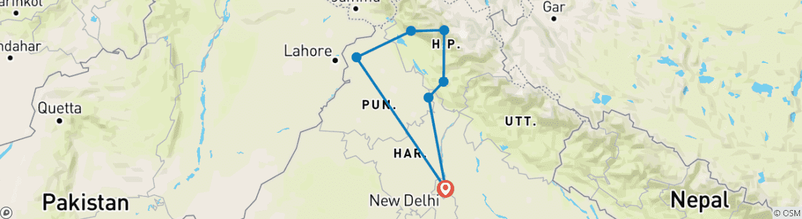 Karte mit der Reiseroute