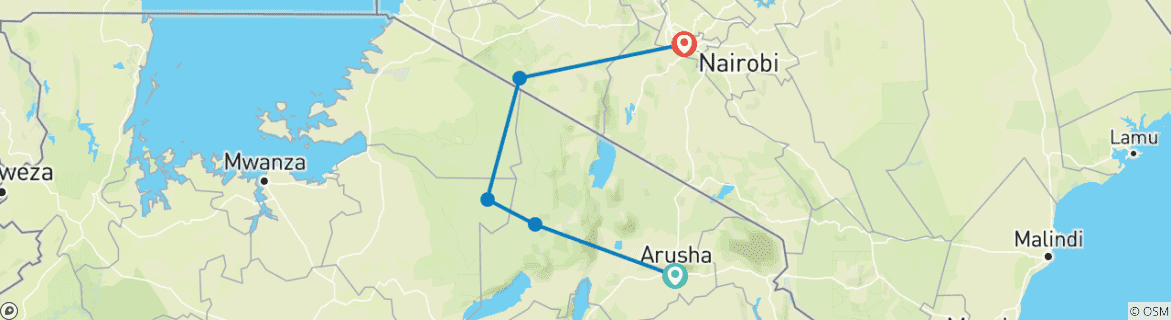 Image d'une carte montrant l'itinéraire du circuit