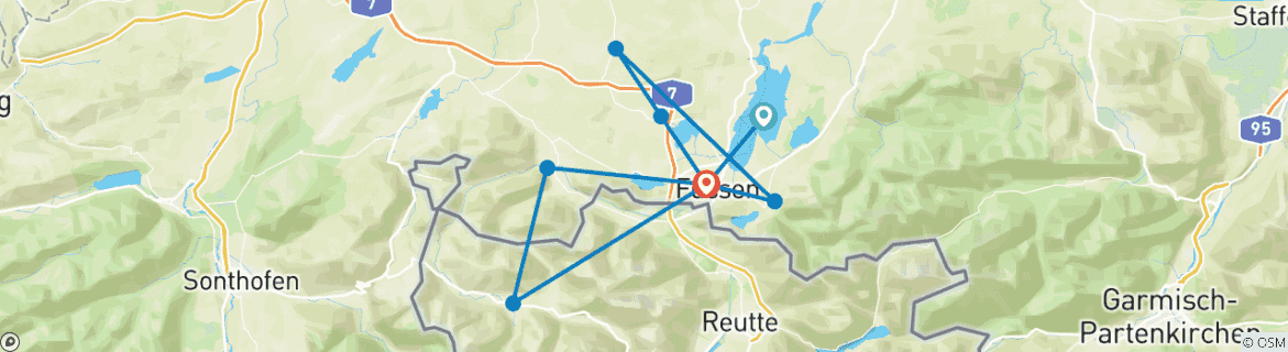 Karte mit der Reiseroute