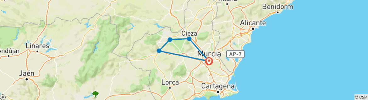 Karte mit der Reiseroute