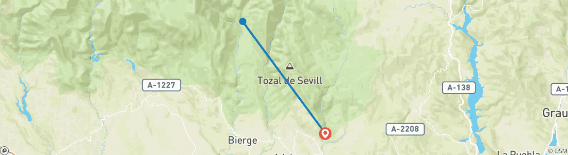 Image d'une carte montrant l'itinéraire du circuit