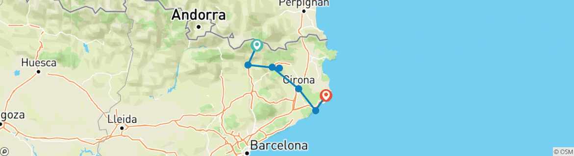 Karte mit der Reiseroute