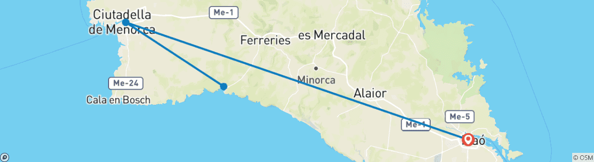 Image d'une carte montrant l'itinéraire du circuit