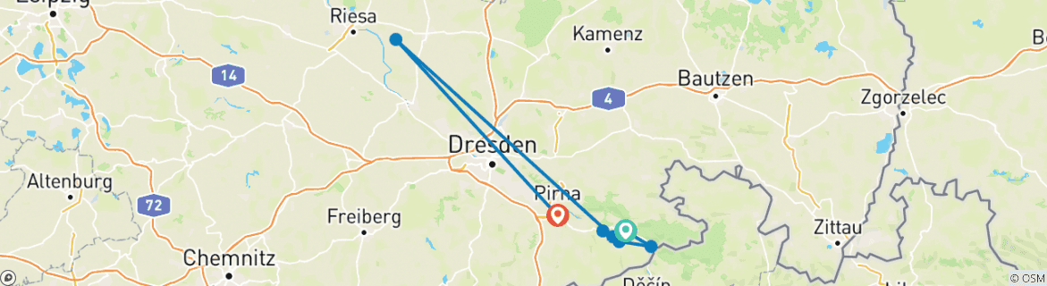 Image d'une carte montrant l'itinéraire du circuit