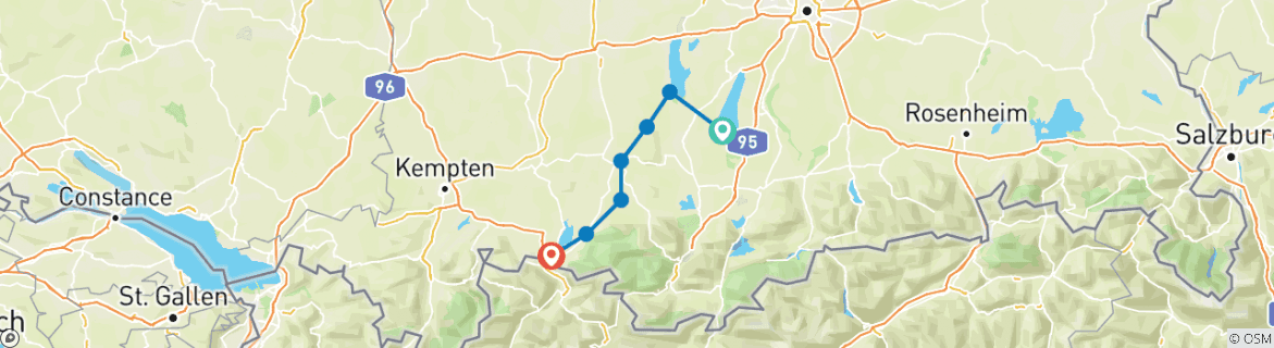 Image d'une carte montrant l'itinéraire du circuit
