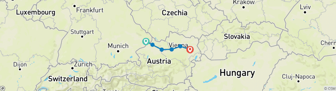 Karte mit der Reiseroute