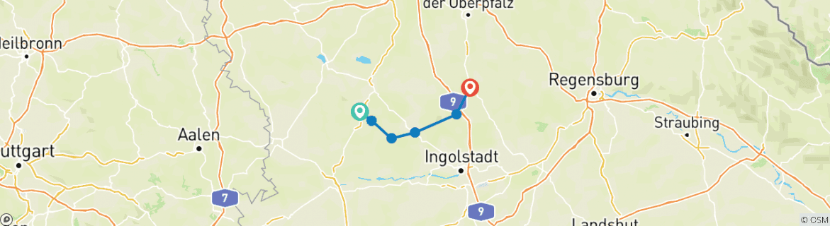 Image d'une carte montrant l'itinéraire du circuit