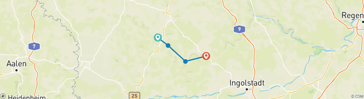 Image d'une carte montrant l'itinéraire du circuit