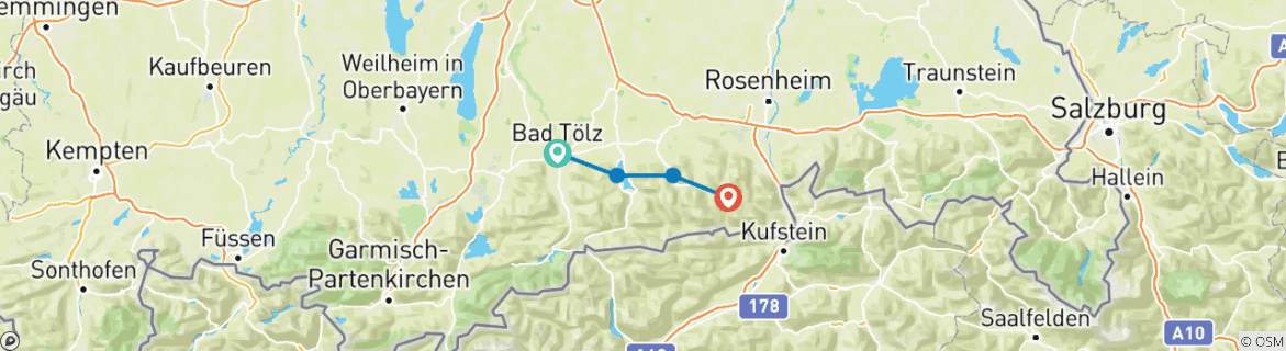 Image d'une carte montrant l'itinéraire du circuit