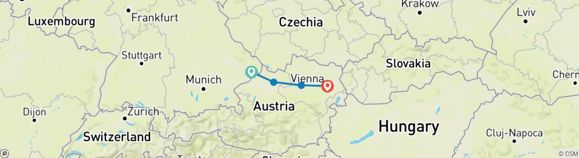 Karte mit der Reiseroute