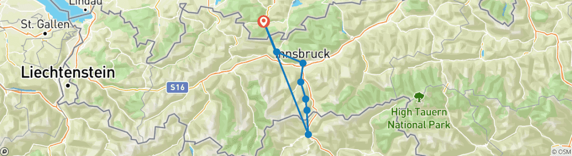 Karte mit der Reiseroute