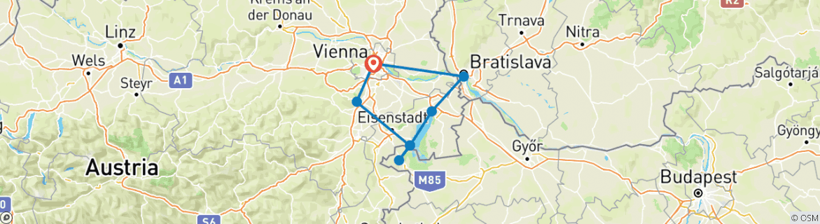 Karte mit der Reiseroute