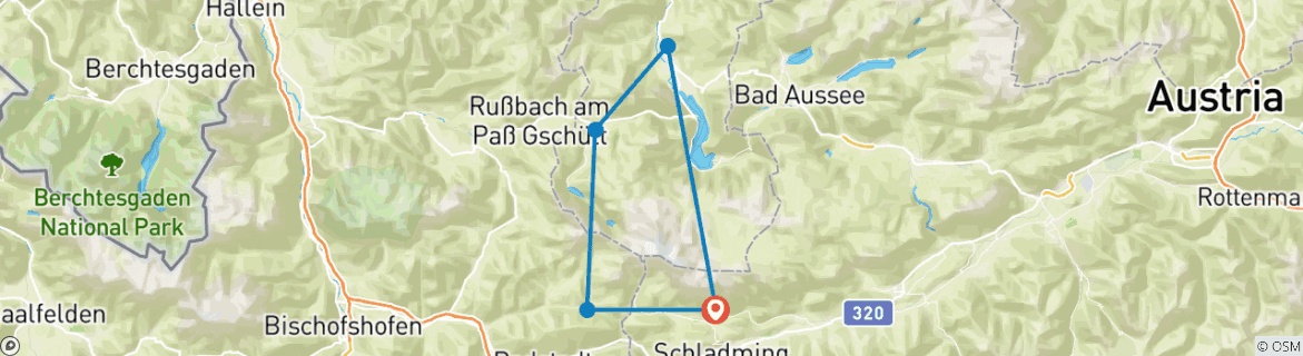 Image d'une carte montrant l'itinéraire du circuit