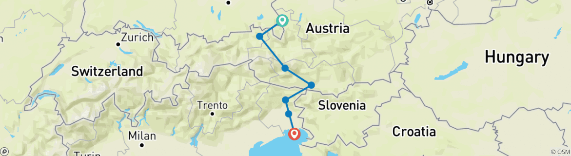 Karte mit der Reiseroute