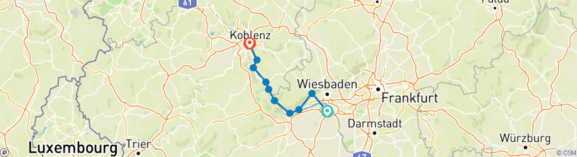 Image d'une carte montrant l'itinéraire du circuit