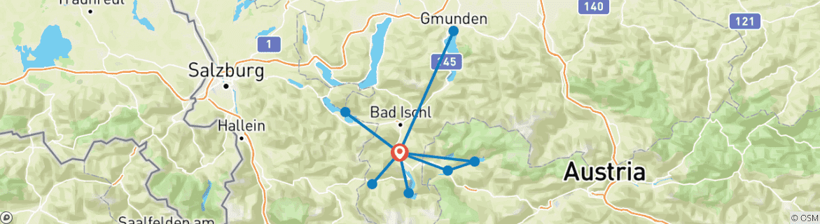 Image d'une carte montrant l'itinéraire du circuit