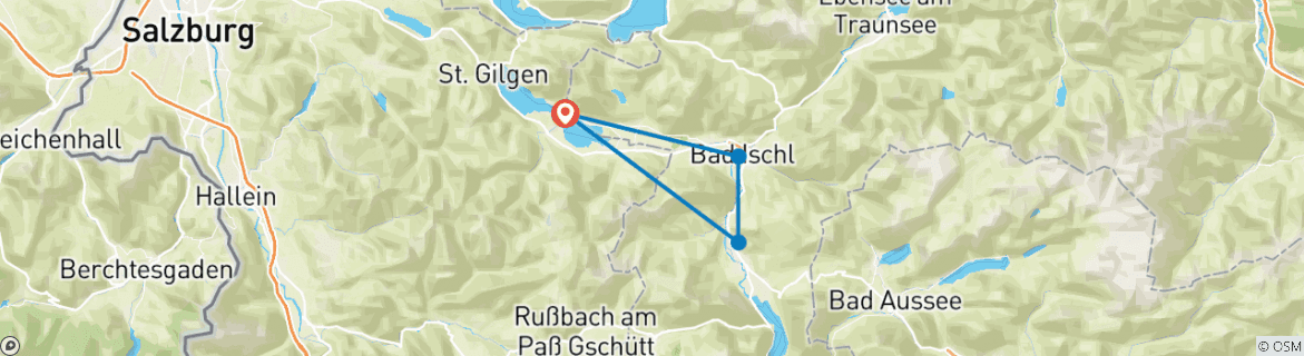 Image d'une carte montrant l'itinéraire du circuit