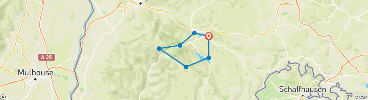 Image d'une carte montrant l'itinéraire du circuit