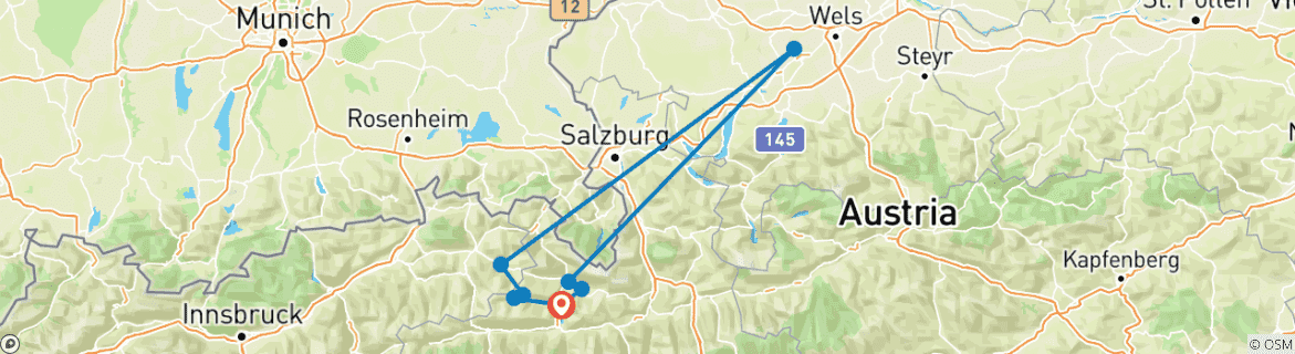 Image d'une carte montrant l'itinéraire du circuit